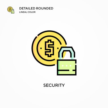 Güvenlik vektör simgesi. Modern vektör illüstrasyon kavramları. Düzenlemesi ve kişiselleştirmesi kolay.