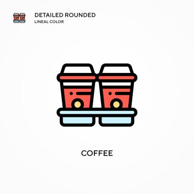 Kahve vektörü ikonu. Modern vektör illüstrasyon kavramları. Düzenlemesi ve kişiselleştirmesi kolay.
