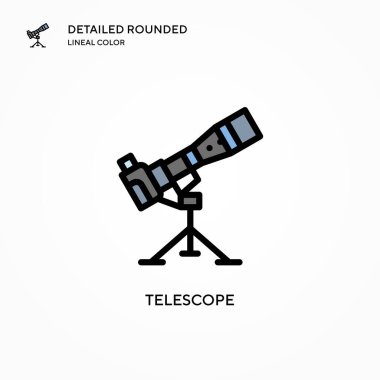Teleskop vektör simgesi. Modern vektör illüstrasyon kavramları. Düzenlemesi ve kişiselleştirmesi kolay.