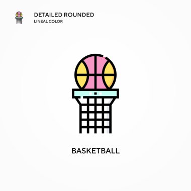 Basketbol vektör ikonu. Modern vektör illüstrasyon kavramları. Düzenlemesi ve kişiselleştirmesi kolay.