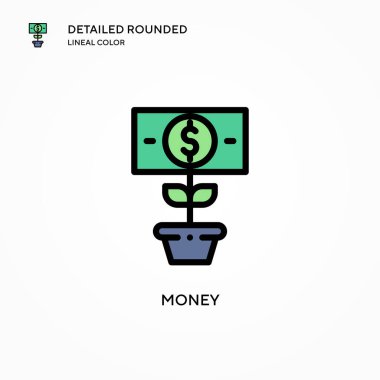 Para vektör simgesi. Modern vektör illüstrasyon kavramları. Düzenlemesi ve kişiselleştirmesi kolay.