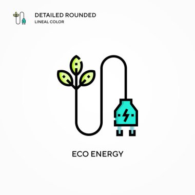 Eko enerji vektör simgesi. Modern vektör illüstrasyon kavramları. Düzenlemesi ve kişiselleştirmesi kolay.