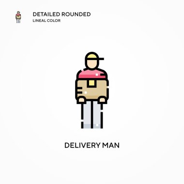 Teslimatçı vektör ikonu. Modern vektör illüstrasyon kavramları. Düzenlemesi ve kişiselleştirmesi kolay.