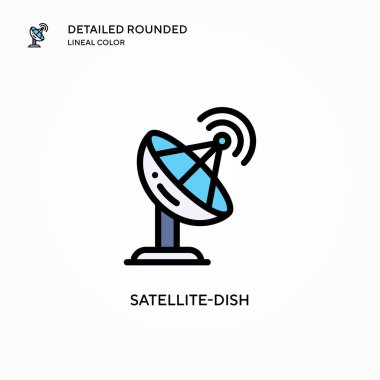 Uydu anten vektör simgesi. Modern vektör illüstrasyon kavramları. Düzenlemesi ve kişiselleştirmesi kolay.
