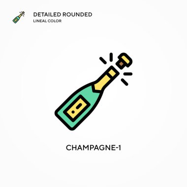 Şampanya-1 vektör ikonu. Modern vektör illüstrasyon kavramları. Düzenlemesi ve kişiselleştirmesi kolay.