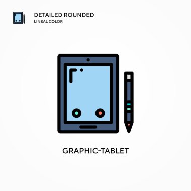 Grafik tablet vektör simgesi. Modern vektör illüstrasyon kavramları. Düzenlemesi ve kişiselleştirmesi kolay.