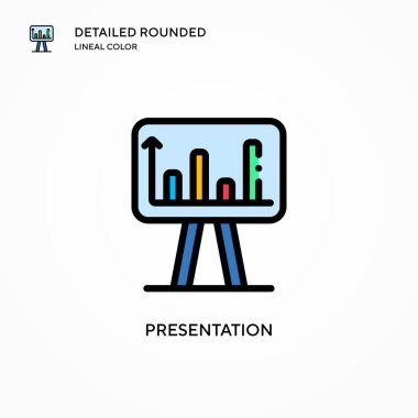 Sunum vektör simgesi. Modern vektör illüstrasyon kavramları. Düzenlemesi ve kişiselleştirmesi kolay.