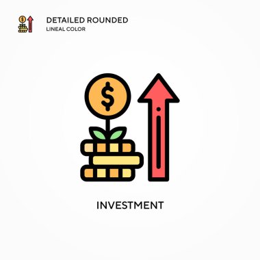 Yatırım vektör simgesi. Modern vektör illüstrasyon kavramları. Düzenlemesi ve kişiselleştirmesi kolay.