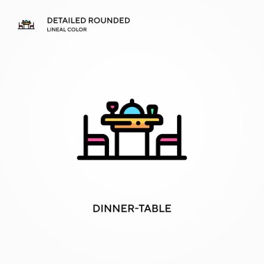 Yemek masası vektör simgesi. Modern vektör illüstrasyon kavramları. Düzenlemesi ve kişiselleştirmesi kolay.