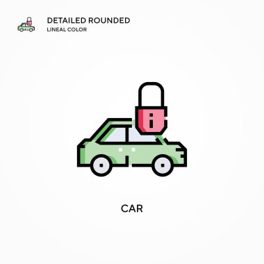 Araba vektör simgesi. Modern vektör illüstrasyon kavramları. Düzenlemesi ve kişiselleştirmesi kolay.
