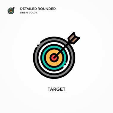 Hedef vektör simgesi. Modern vektör illüstrasyon kavramları. Düzenlemesi ve kişiselleştirmesi kolay.