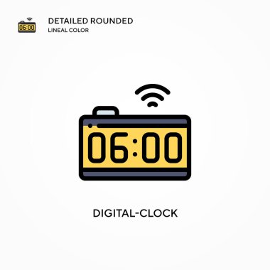 Dijital saat vektör simgesi. Modern vektör illüstrasyon kavramları. Düzenlemesi ve kişiselleştirmesi kolay.