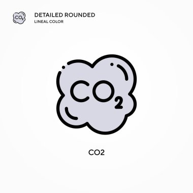 CO2 vektör simgesi. Modern vektör illüstrasyon kavramları. Düzenlemesi ve kişiselleştirmesi kolay.