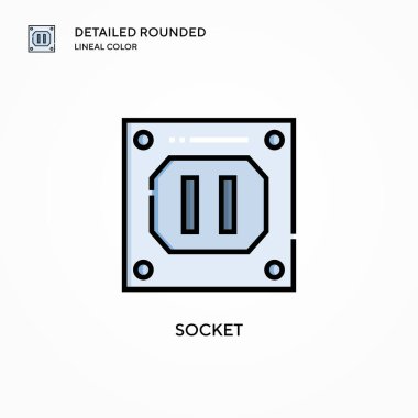 Soket vektör simgesi. Modern vektör illüstrasyon kavramları. Düzenlemesi ve kişiselleştirmesi kolay.