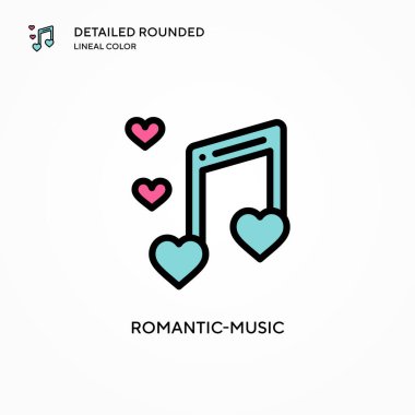 Romantik müzik vektör simgesi. Modern vektör illüstrasyon kavramları. Düzenlemesi ve kişiselleştirmesi kolay.