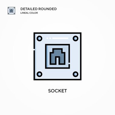 Soket vektör simgesi. Modern vektör illüstrasyon kavramları. Düzenlemesi ve kişiselleştirmesi kolay.