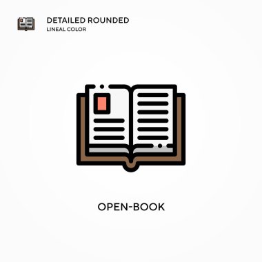 Açık-kitap vektör simgesi. Modern vektör illüstrasyon kavramları. Düzenlemesi ve kişiselleştirmesi kolay.