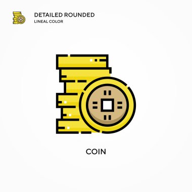 Sikke vektör simgesi. Modern vektör illüstrasyon kavramları. Düzenlemesi ve kişiselleştirmesi kolay.