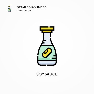 Soya sosu vektör simgesi. Modern vektör illüstrasyon kavramları. Düzenlemesi ve kişiselleştirmesi kolay.