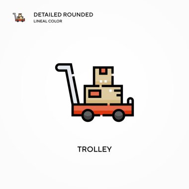 Trolley vektör simgesi. Modern vektör illüstrasyon kavramları. Düzenlemesi ve kişiselleştirmesi kolay.