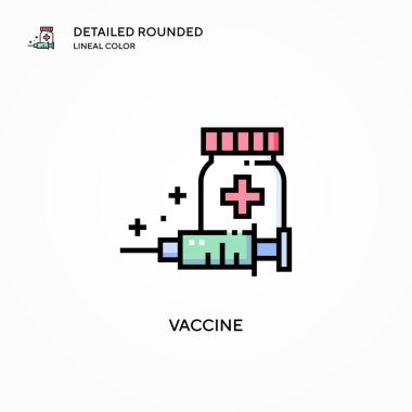 Aşı vektör ikonu. Modern vektör illüstrasyon kavramları. Düzenlemesi ve kişiselleştirmesi kolay.