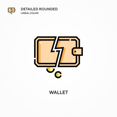 Cüzdan vektör simgesi. Modern vektör illüstrasyon kavramları. Düzenlemesi ve kişiselleştirmesi kolay.
