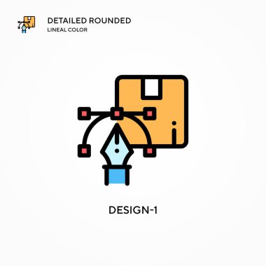 Tasarım-1 vektör simgesi. Modern vektör illüstrasyon kavramları. Düzenlemesi ve kişiselleştirmesi kolay.