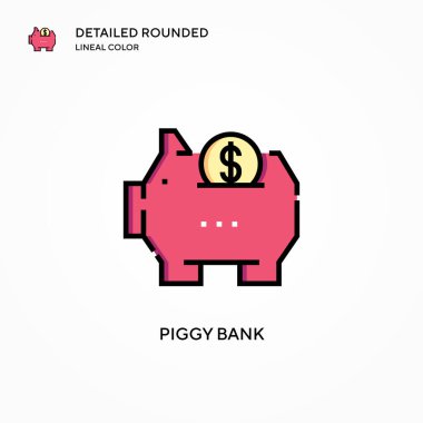 Domuz kumbarası vektör ikonu. Modern vektör illüstrasyon kavramları. Düzenlemesi ve kişiselleştirmesi kolay.