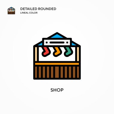 Dükkan vektör ikonu. Modern vektör illüstrasyon kavramları. Düzenlemesi ve kişiselleştirmesi kolay.