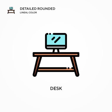 Masa vektör simgesi. Modern vektör illüstrasyon kavramları. Düzenlemesi ve kişiselleştirmesi kolay.