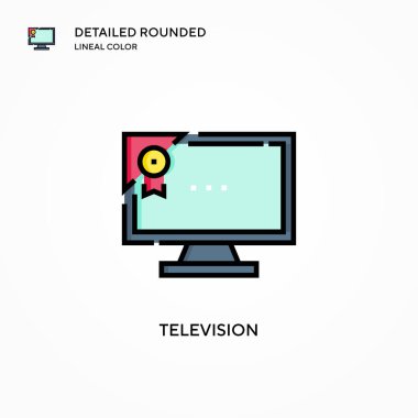 Televizyon vektör simgesi. Modern vektör illüstrasyon kavramları. Düzenlemesi ve kişiselleştirmesi kolay.