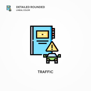 Trafik vektör simgesi. Modern vektör illüstrasyon kavramları. Düzenlemesi ve kişiselleştirmesi kolay.