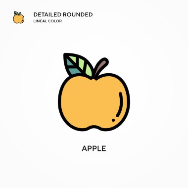 Elma vektör simgesi. Modern vektör illüstrasyon kavramları. Düzenlemesi ve kişiselleştirmesi kolay.