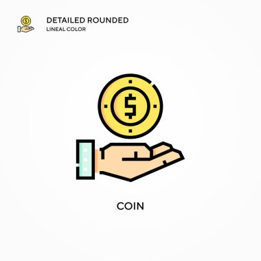 Sikke vektör simgesi. Modern vektör illüstrasyon kavramları. Düzenlemesi ve kişiselleştirmesi kolay.