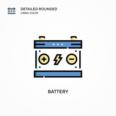 Batarya vektör simgesi. Modern vektör illüstrasyon kavramları. Düzenlemesi ve kişiselleştirmesi kolay.