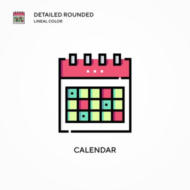 Takvim vektör simgesi. Modern vektör illüstrasyon kavramları. Düzenlemesi ve kişiselleştirmesi kolay.