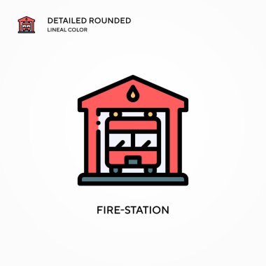 İtfaiye istasyonu vektör simgesi. Modern vektör illüstrasyon kavramları. Düzenlemesi ve kişiselleştirmesi kolay.