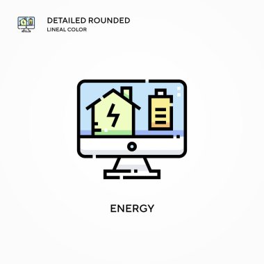 Enerji vektör simgesi. Modern vektör illüstrasyon kavramları. Düzenlemesi ve kişiselleştirmesi kolay.