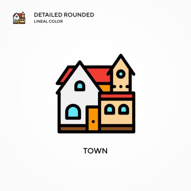 Kasaba vektör simgesi. Modern vektör illüstrasyon kavramları. Düzenlemesi ve kişiselleştirmesi kolay.