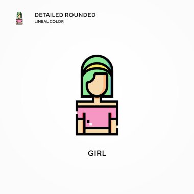 Kız vektör simgesi. Modern vektör illüstrasyon kavramları. Düzenlemesi ve kişiselleştirmesi kolay.
