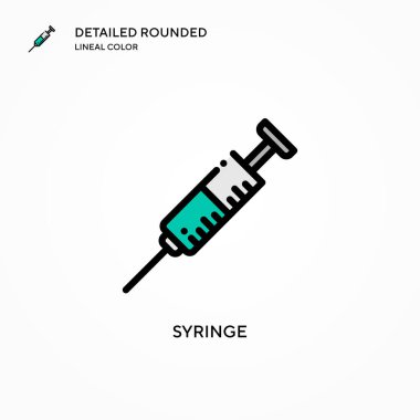 Şırınga vektör simgesi. Modern vektör illüstrasyon kavramları. Düzenlemesi ve kişiselleştirmesi kolay.