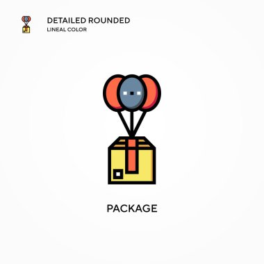 Paket vektör simgesi. Modern vektör illüstrasyon kavramları. Düzenlemesi ve kişiselleştirmesi kolay.