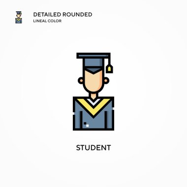 Öğrenci vektör simgesi. Modern vektör illüstrasyon kavramları. Düzenlemesi ve kişiselleştirmesi kolay.