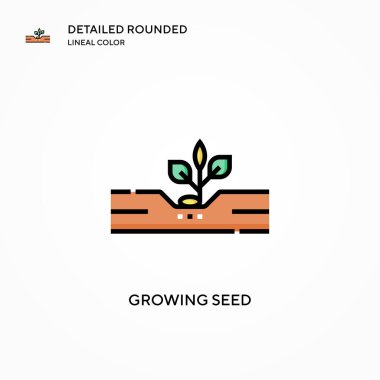 Tohum vektör simgesi büyütülüyor. Modern vektör illüstrasyon kavramları. Düzenlemesi ve kişiselleştirmesi kolay.