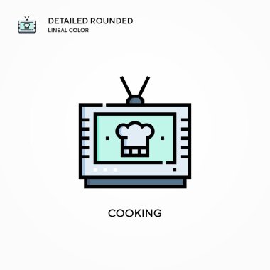 Yemek pişirme vektörü simgesi. Modern vektör illüstrasyon kavramları. Düzenlemesi ve kişiselleştirmesi kolay.
