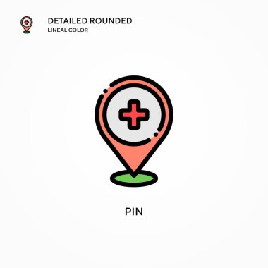 Pin vektör simgesi. Modern vektör illüstrasyon kavramları. Düzenlemesi ve kişiselleştirmesi kolay.