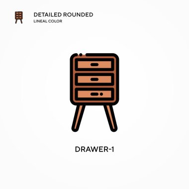 Çekmece-1 vektör simgesi. Modern vektör illüstrasyon kavramları. Düzenlemesi ve kişiselleştirmesi kolay.