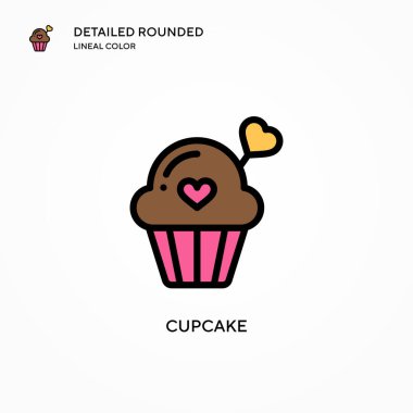 Cupcake vektör simgesi. Modern vektör illüstrasyon kavramları. Düzenlemesi ve kişiselleştirmesi kolay.