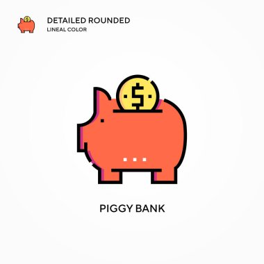 Domuz kumbarası vektör ikonu. Modern vektör illüstrasyon kavramları. Düzenlemesi ve kişiselleştirmesi kolay.