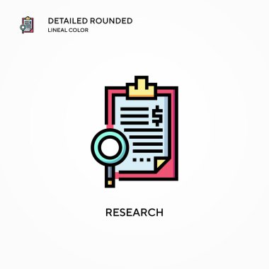 Araştırma vektör simgesi. Modern vektör illüstrasyon kavramları. Düzenlemesi ve kişiselleştirmesi kolay.